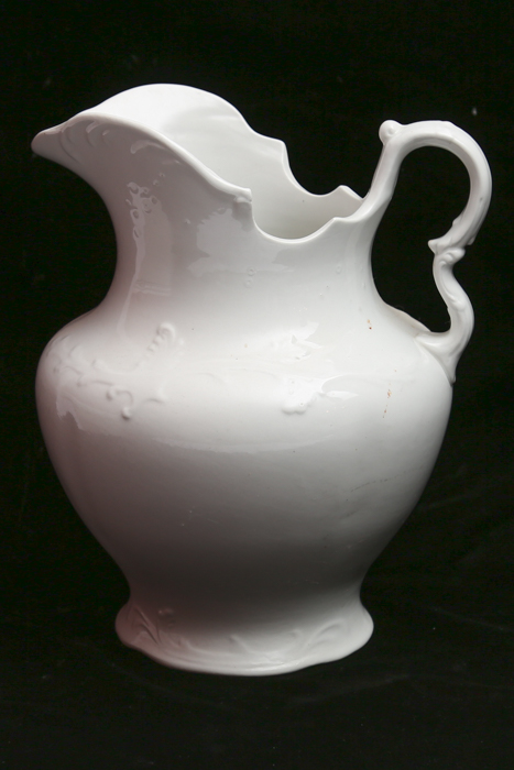 Vintage White China Water Basin and Pitcher