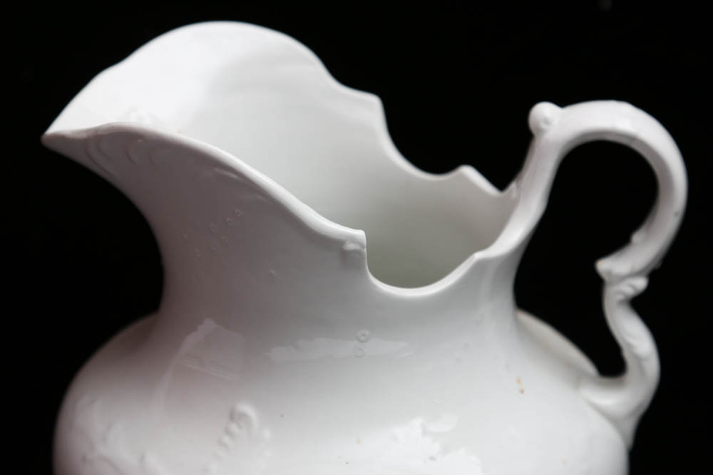 Vintage White China Water Basin and Pitcher