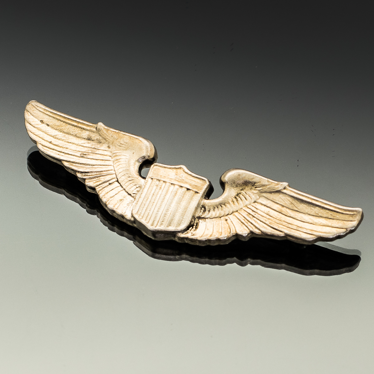 1944 Engraved Sterling Silver Aviation Wings Military Pin