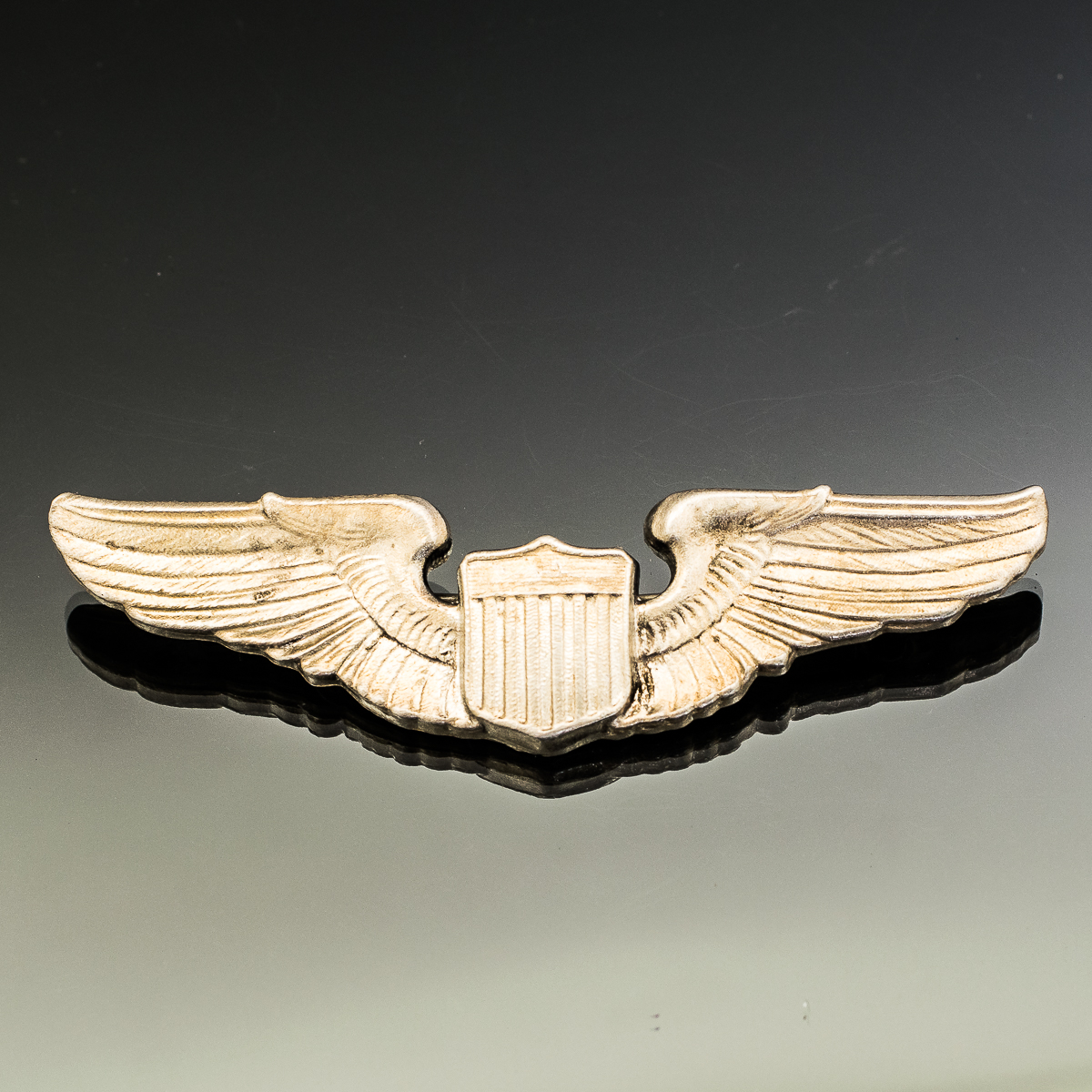 1944 Engraved Sterling Silver Aviation Wings Military Pin