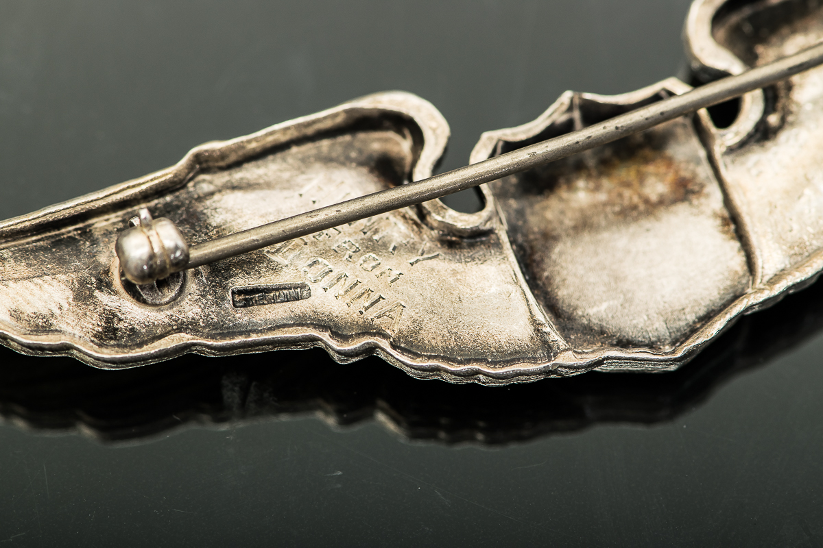 1944 Engraved Sterling Silver Aviation Wings Military Pin