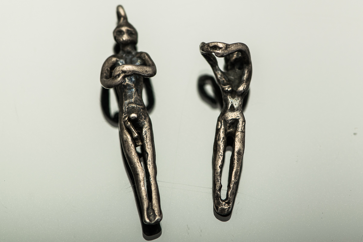 Pair of Sterling Silver Human Form Pendants