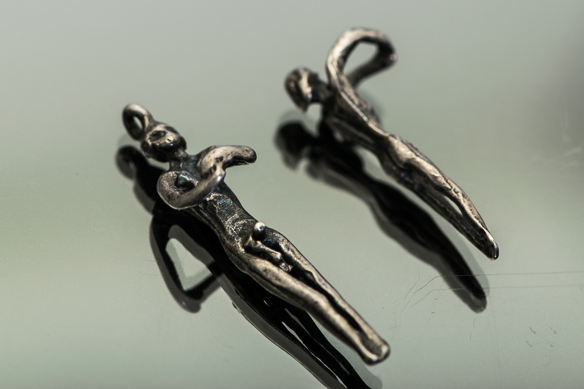 Pair of Sterling Silver Human Form Pendants