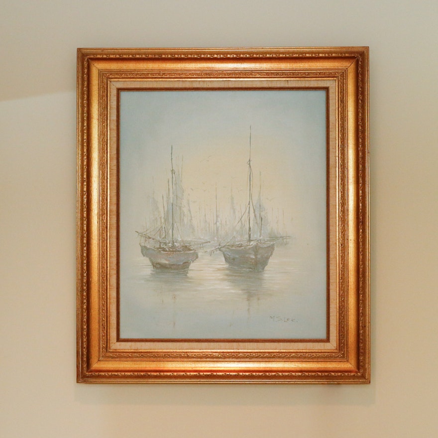 M.S. Lee Fishing Boat Maritime Oil Painting