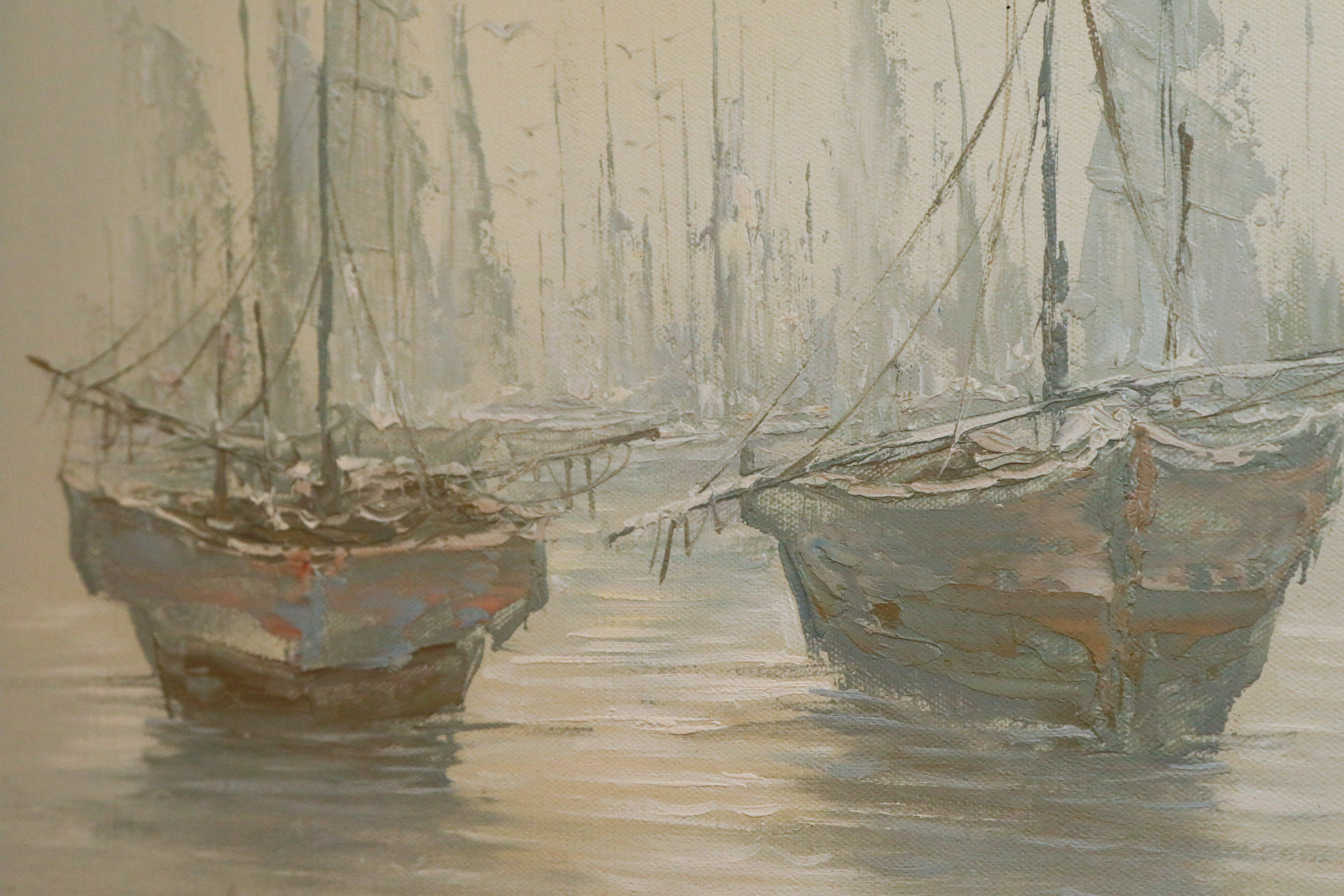 M.S. Lee Fishing Boat Maritime Oil Painting