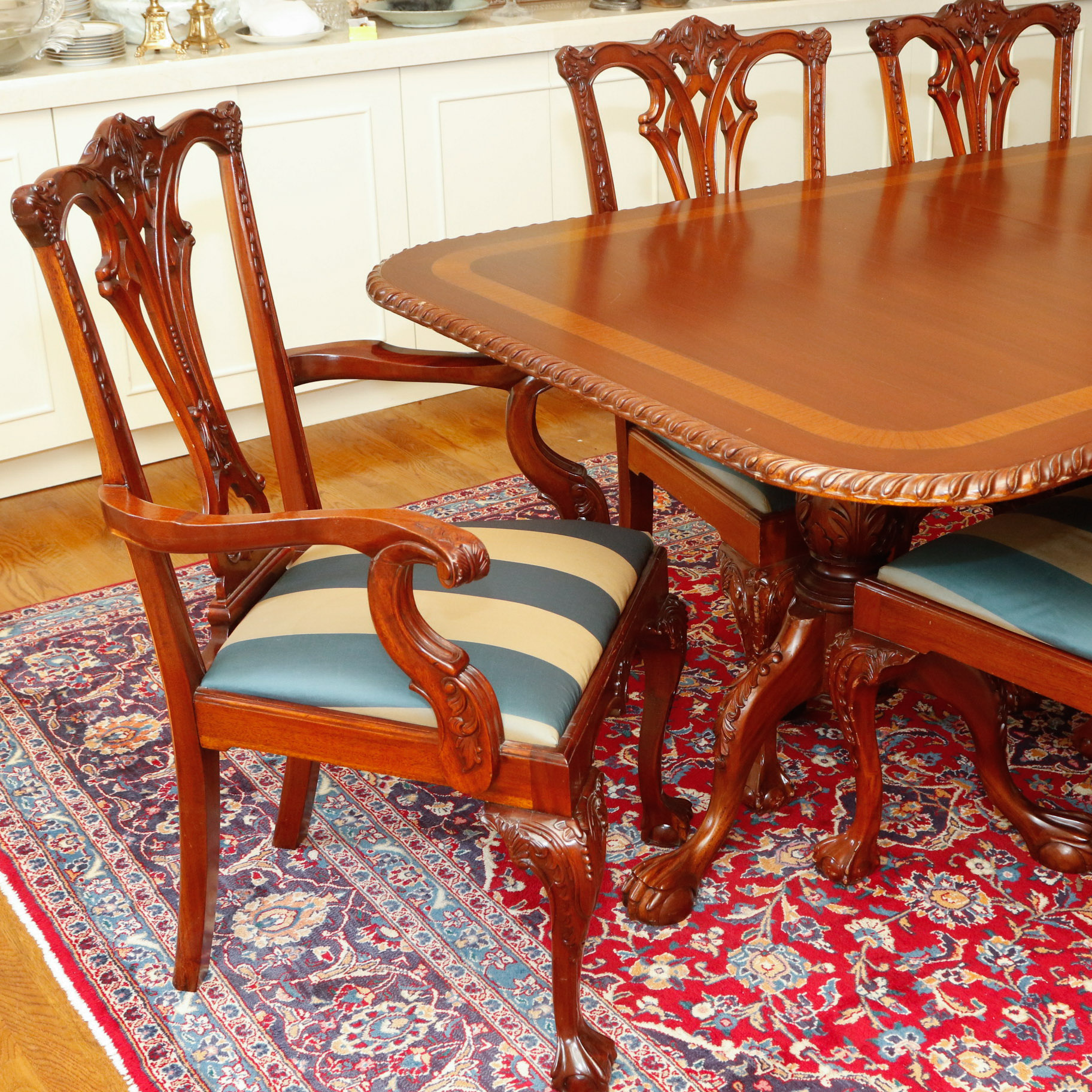 Chippendale-Style Dining Table and Chair Set