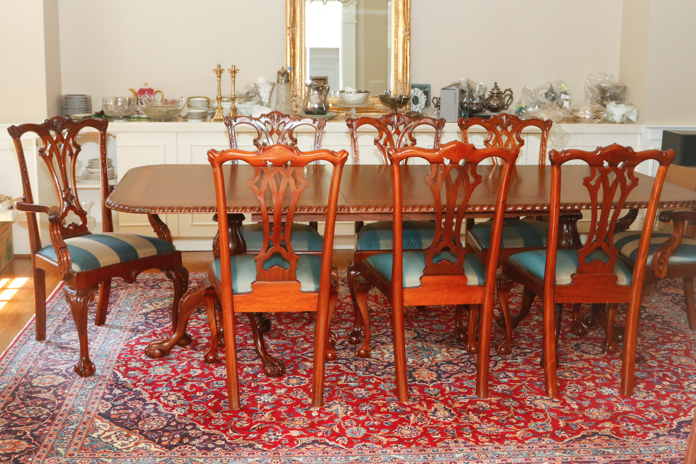Chippendale-Style Dining Table and Chair Set