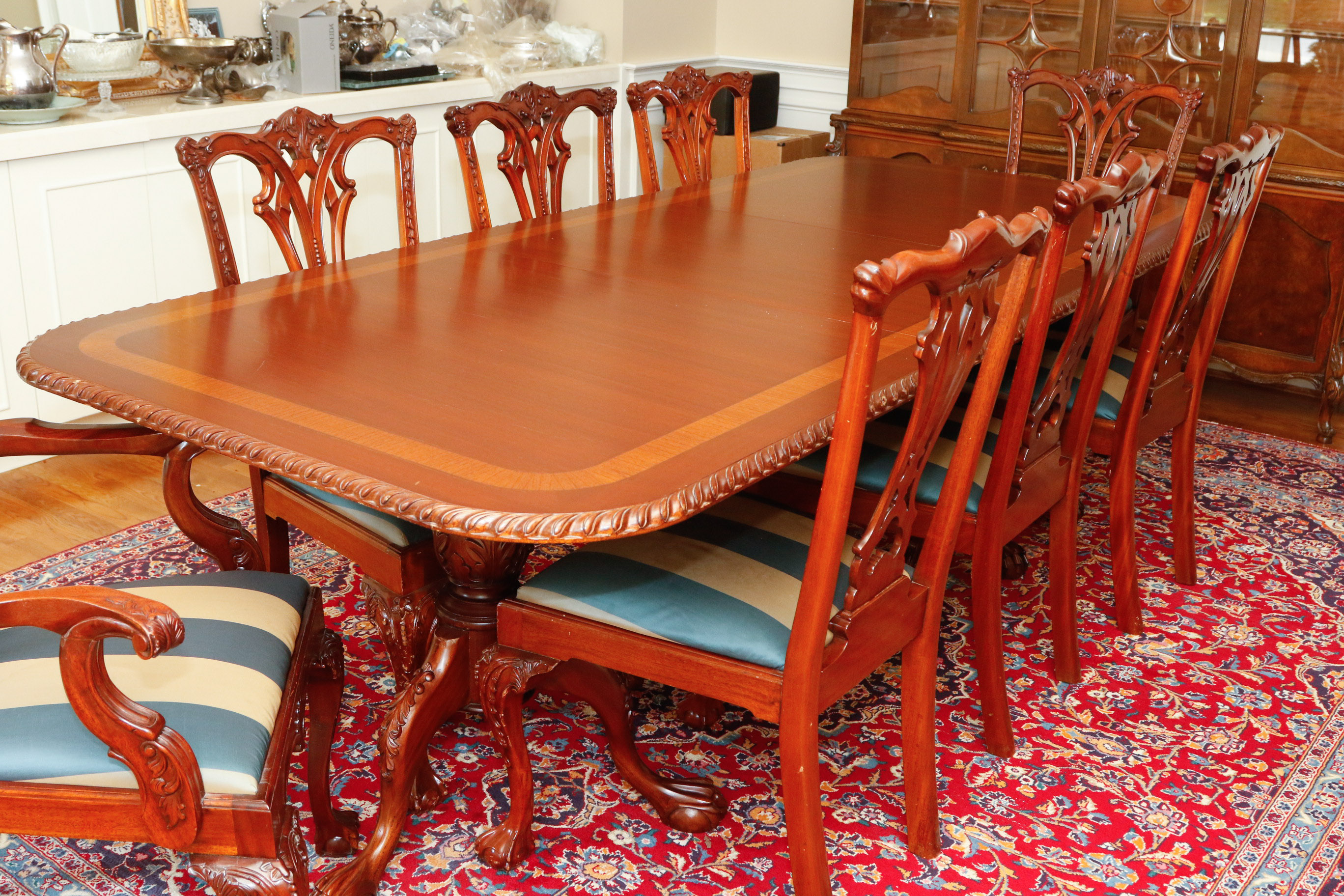 Chippendale-Style Dining Table and Chair Set