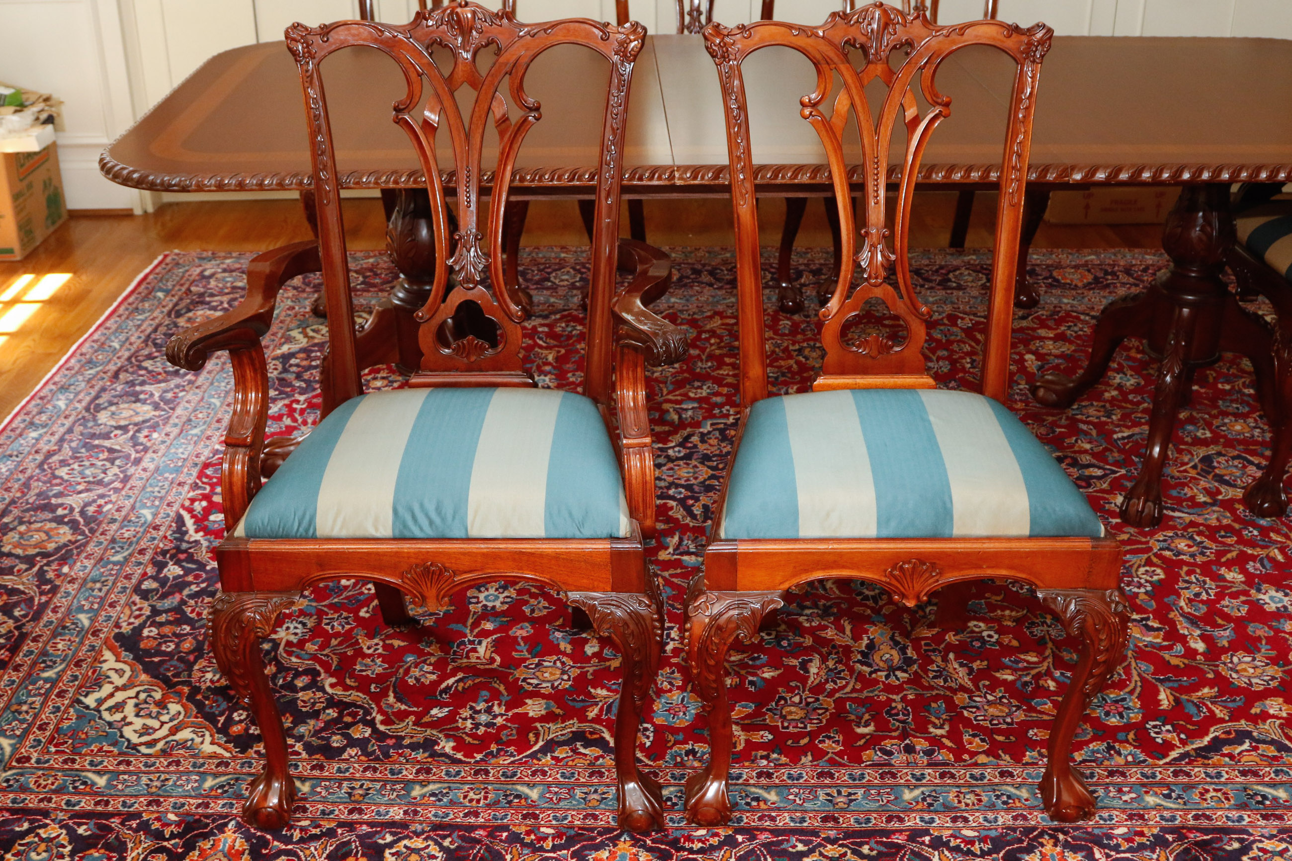 Chippendale-Style Dining Table and Chair Set