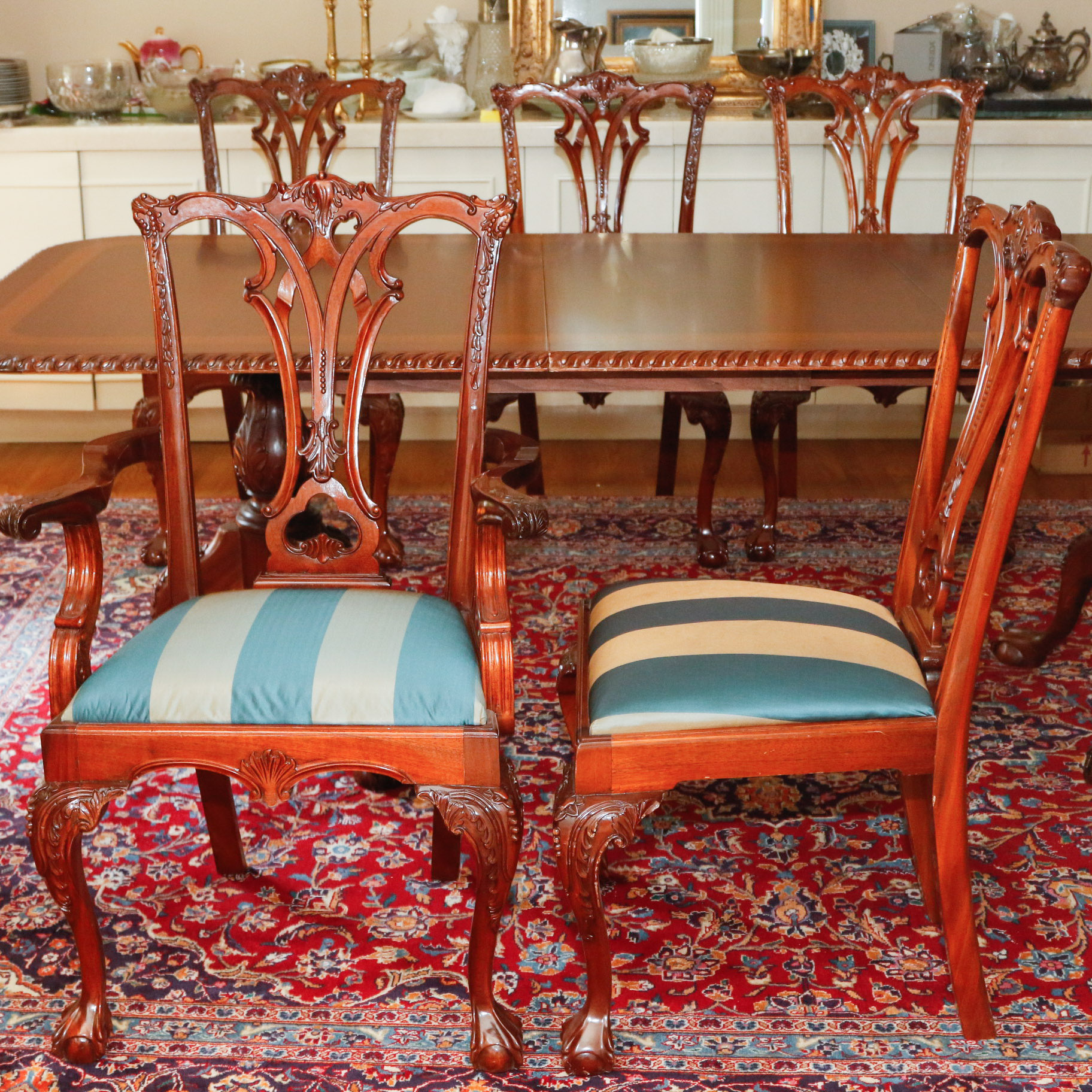 Chippendale-Style Dining Table and Chair Set