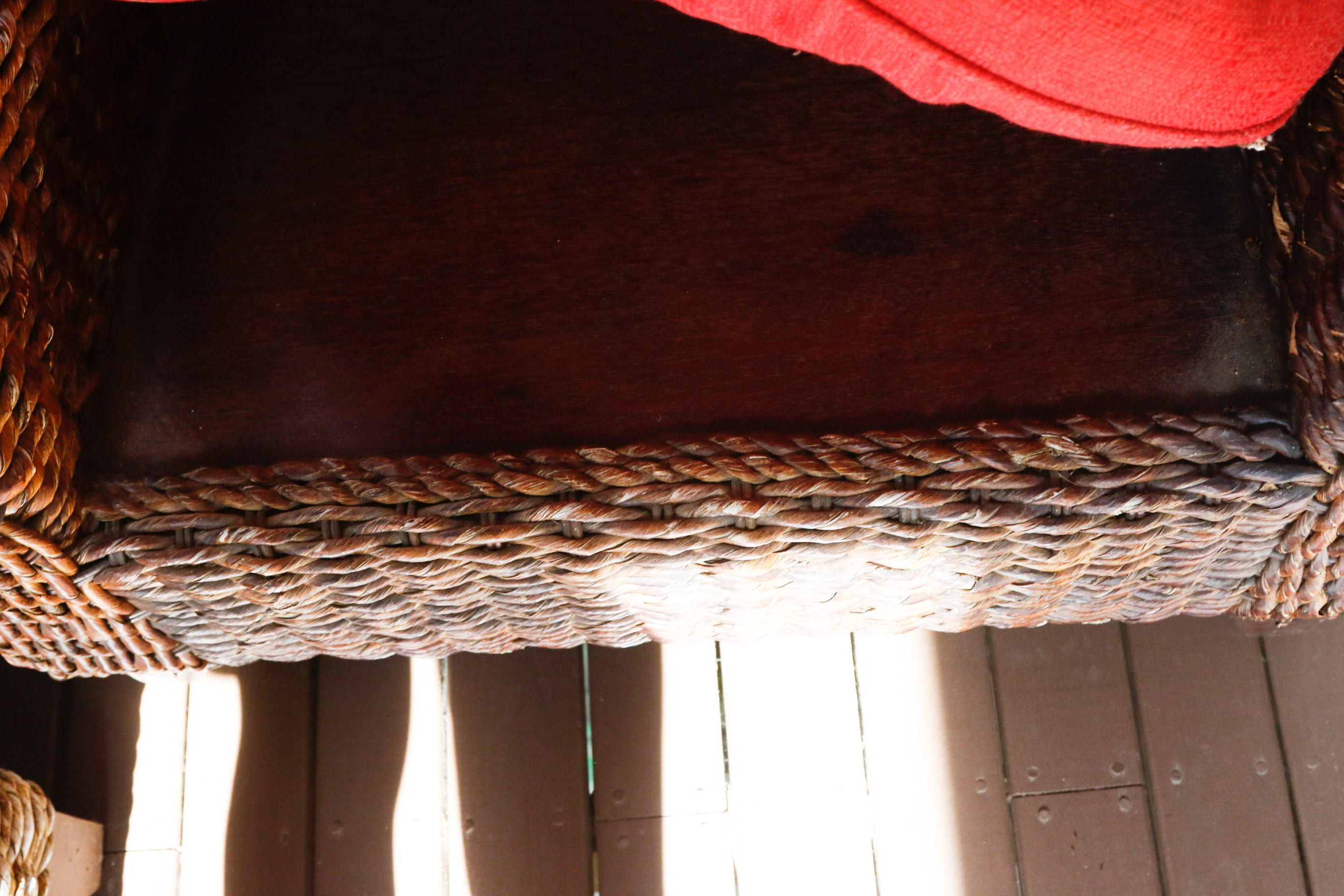 Pair of Wicker Club Chairs and Matching Ottoman