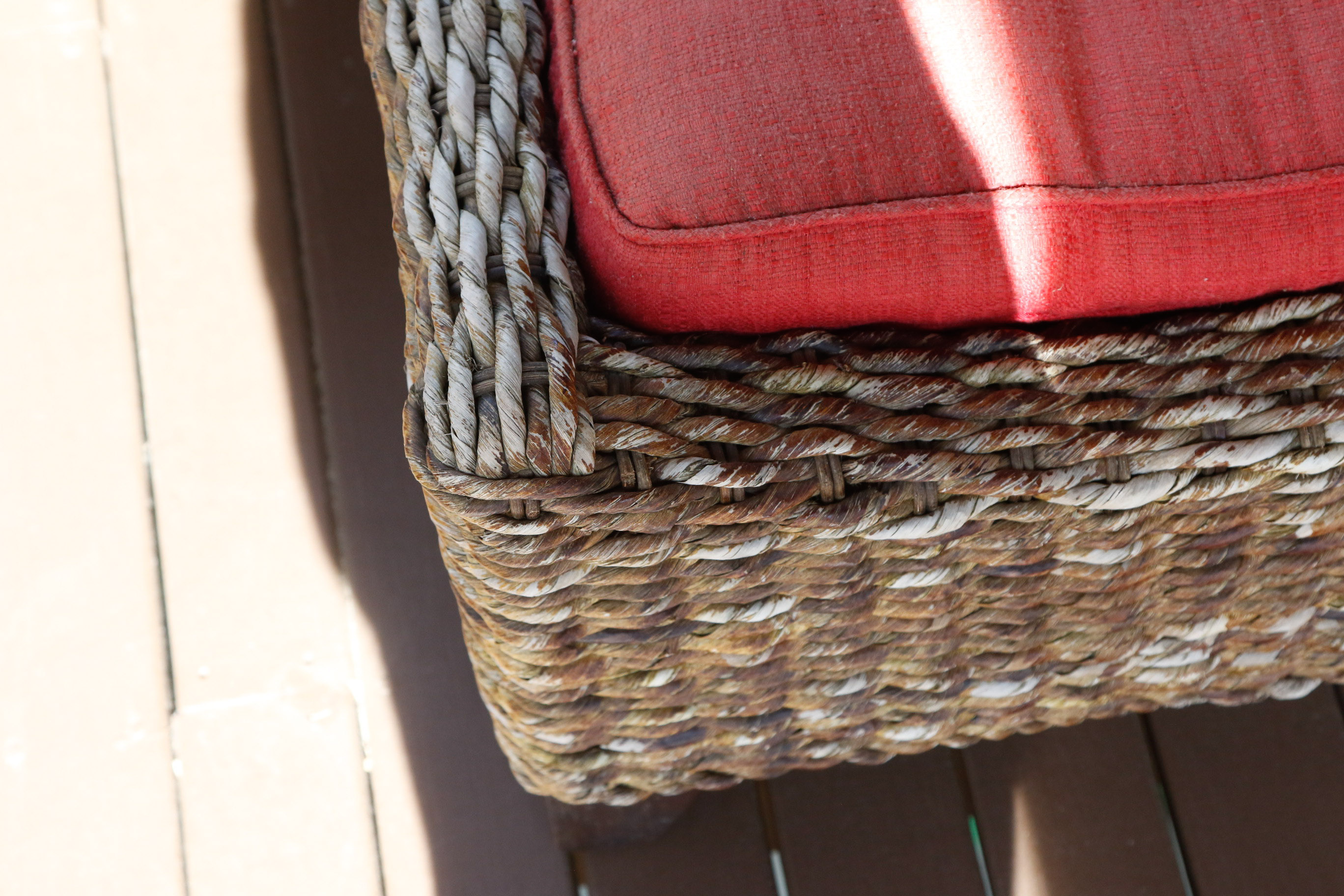 Pair of Wicker Club Chairs and Matching Ottoman