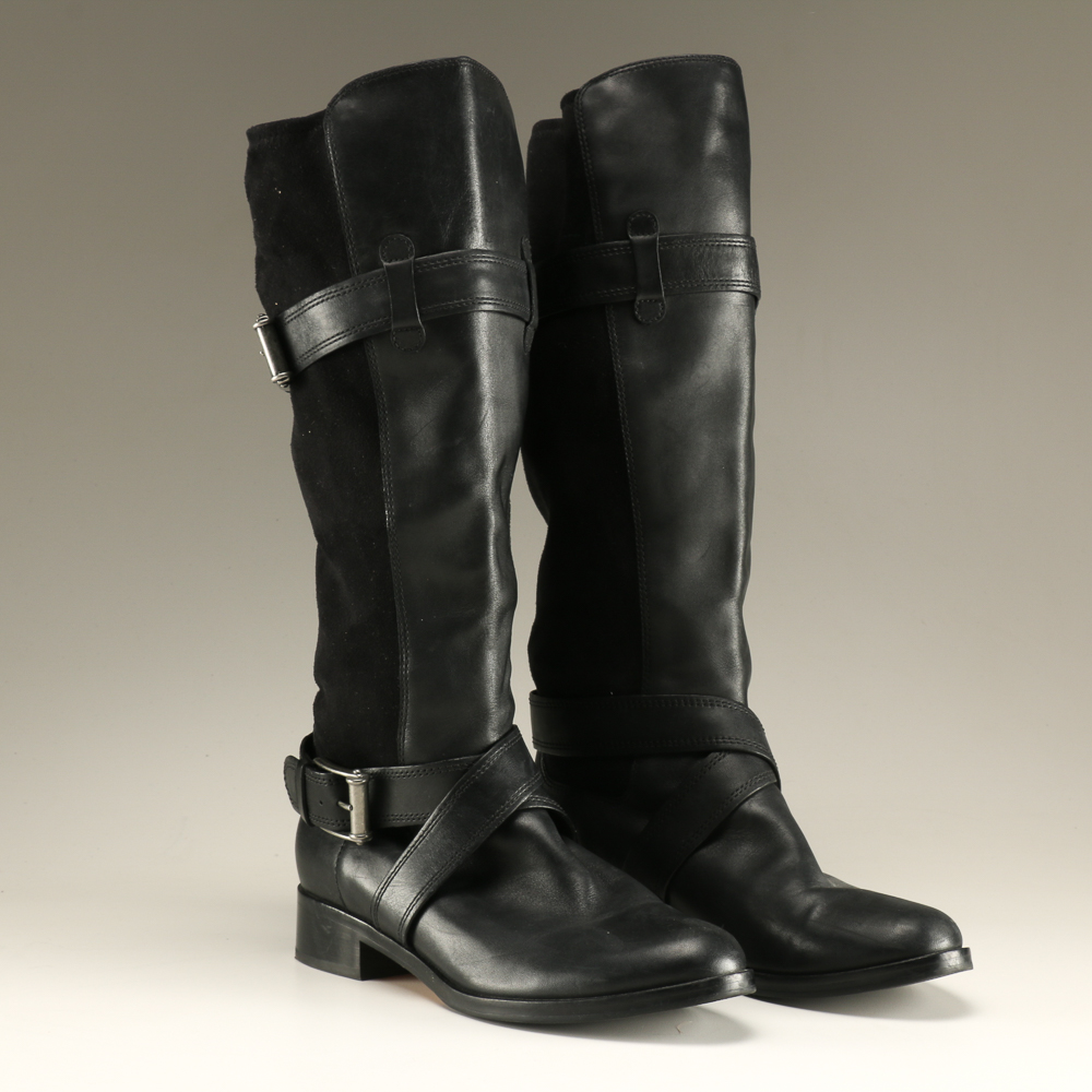 Pair of Black Leather Cole Haan High Boots
