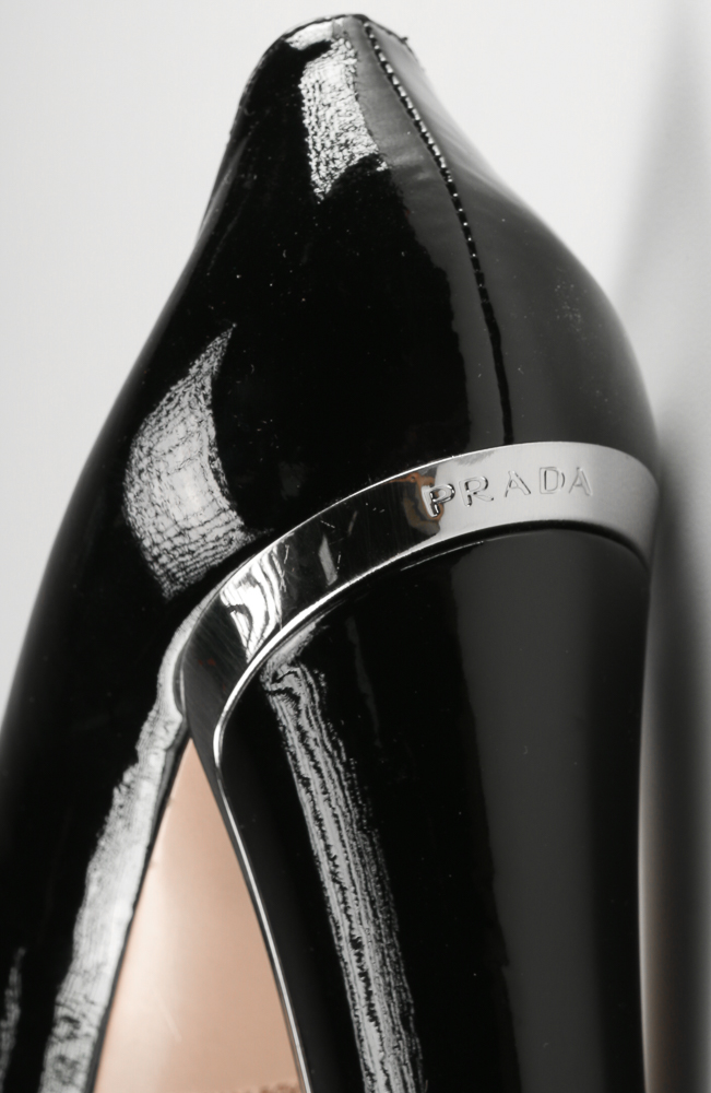 Pair of Prada Black Patent Leather Heels