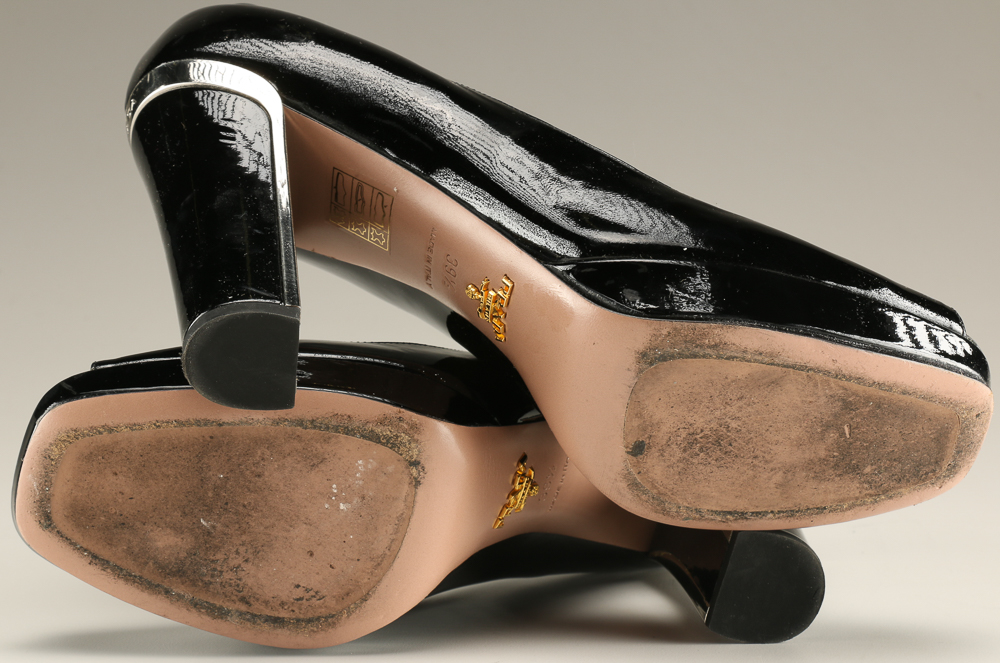 Pair of Prada Black Patent Leather Heels