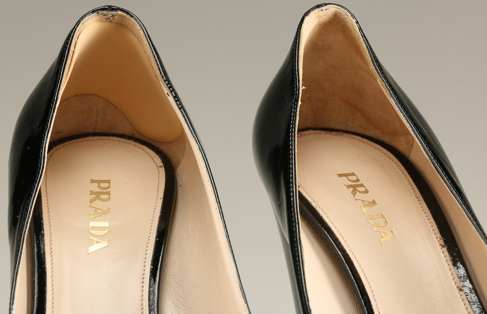 Pair of Prada Black Patent Leather Heels