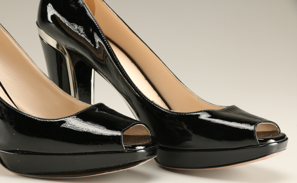 Pair of Prada Black Patent Leather Heels