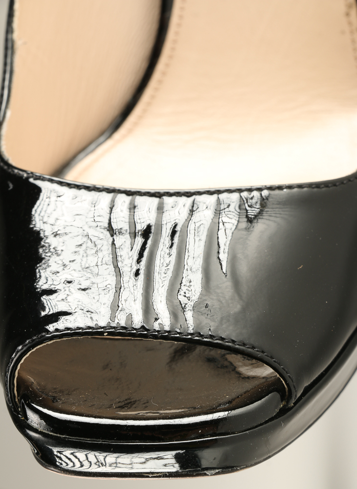Pair of Prada Black Patent Leather Heels