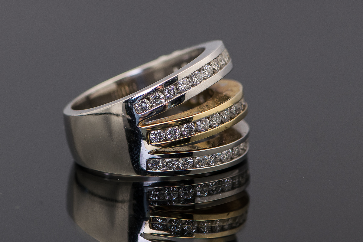 14K White and Yellow Gold Three Layer 1.20 CTW Diamond Ring