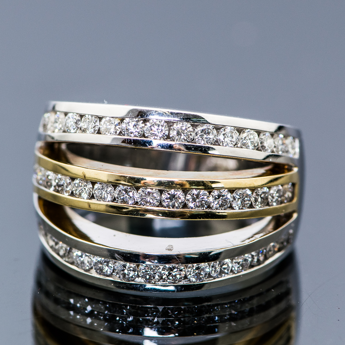 14K White and Yellow Gold Three Layer 1.20 CTW Diamond Ring