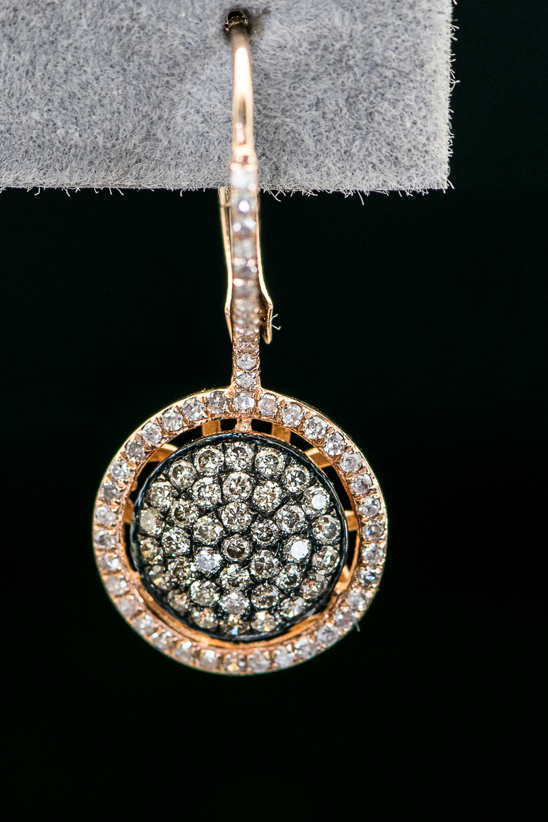 14K Rose Gold and Diamond Round Layered Earrings