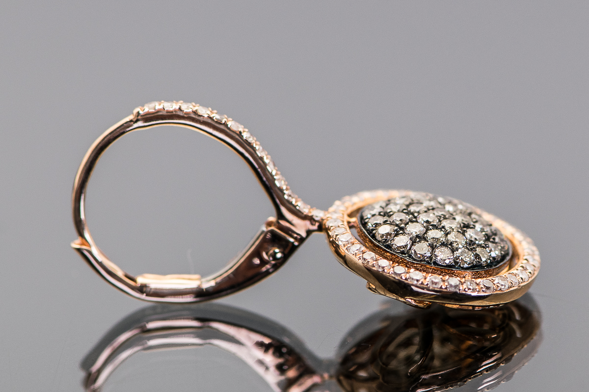 14K Rose Gold and Diamond Round Layered Earrings