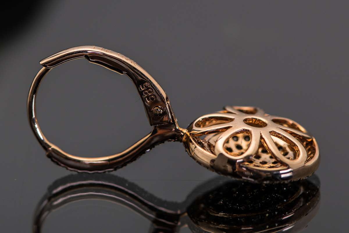 14K Rose Gold and Diamond Round Layered Earrings