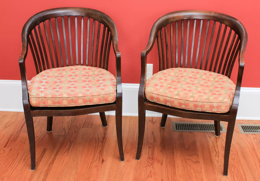 Pair of Barrel Back Armchairs