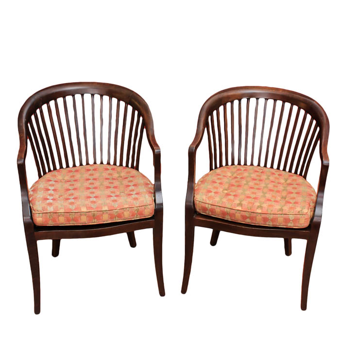 Pair of Barrel Back Armchairs
