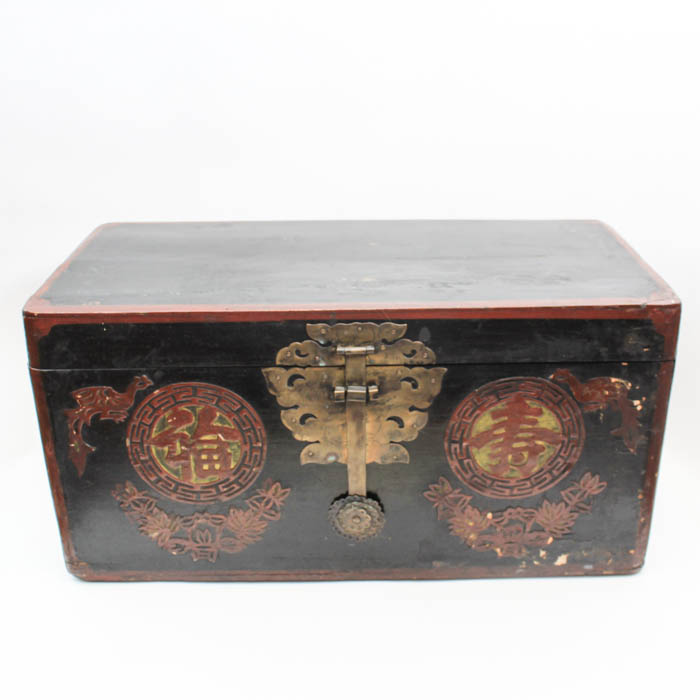 Antique Korean Wooden Trunk