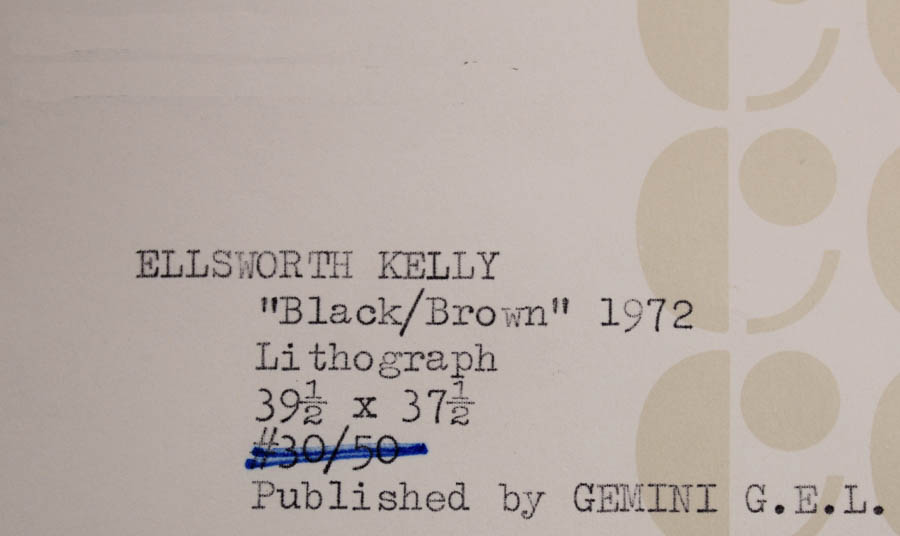 Ellsworth Kelly Limited Edition Lithograph "Black/Brown"