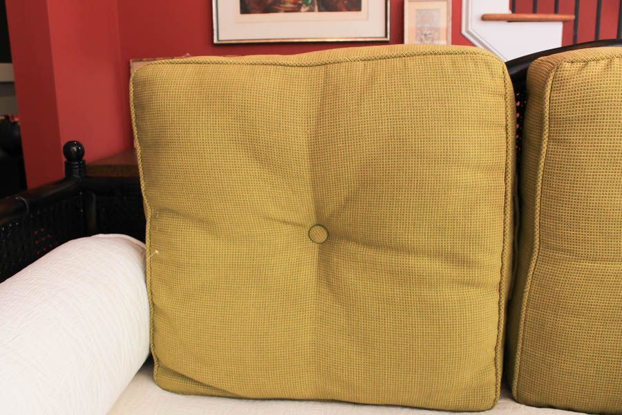 Rattan and Bamboo Day Bed With Decorative Throw Pillows