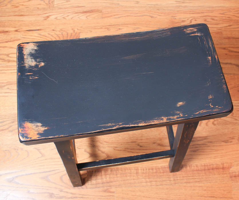 Four Distressed Wood Bar Stools