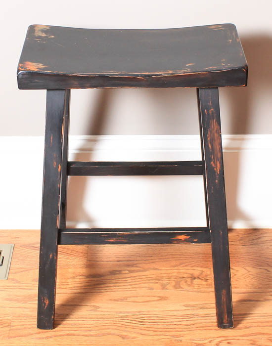 Four Distressed Wood Bar Stools