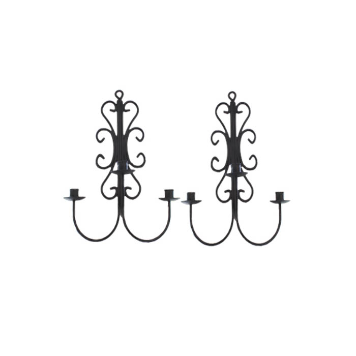 Pair of Wrought Iron Candle Sconces
