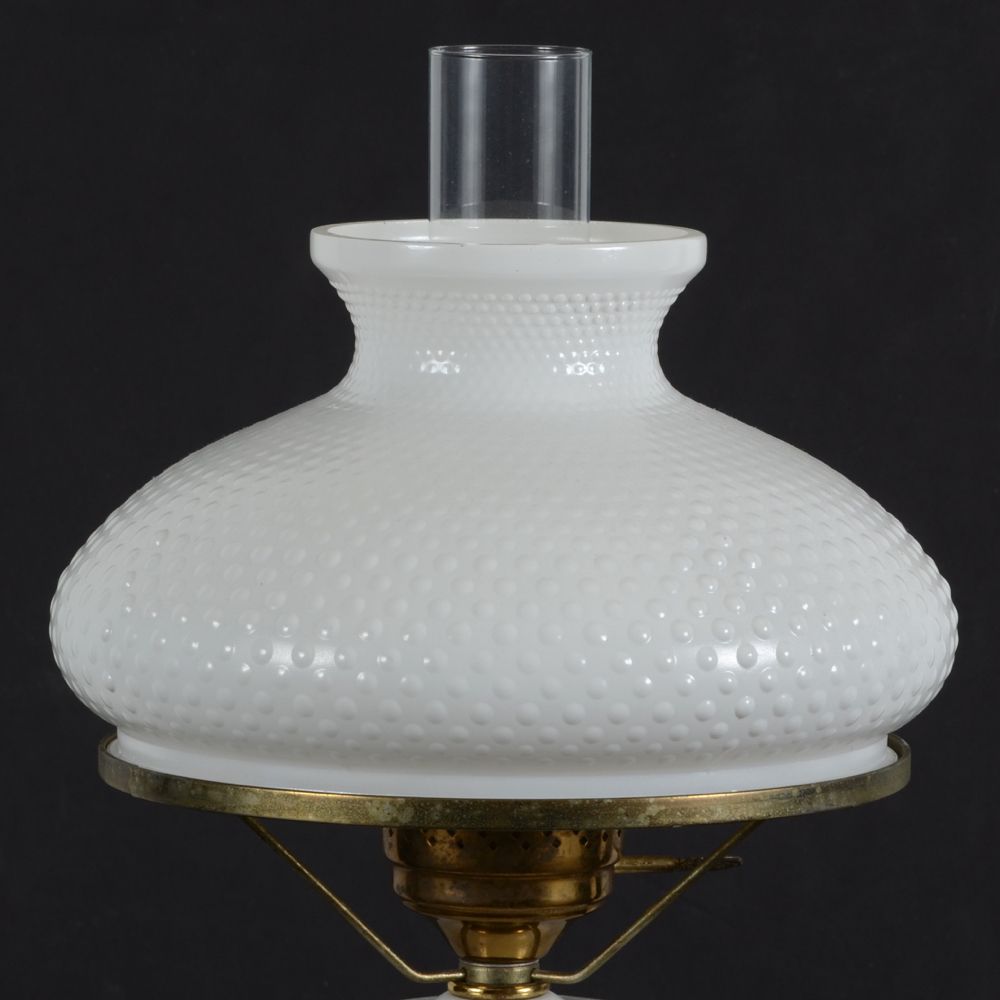 Vintage Milk Glass Converted Electric Oil Lamp