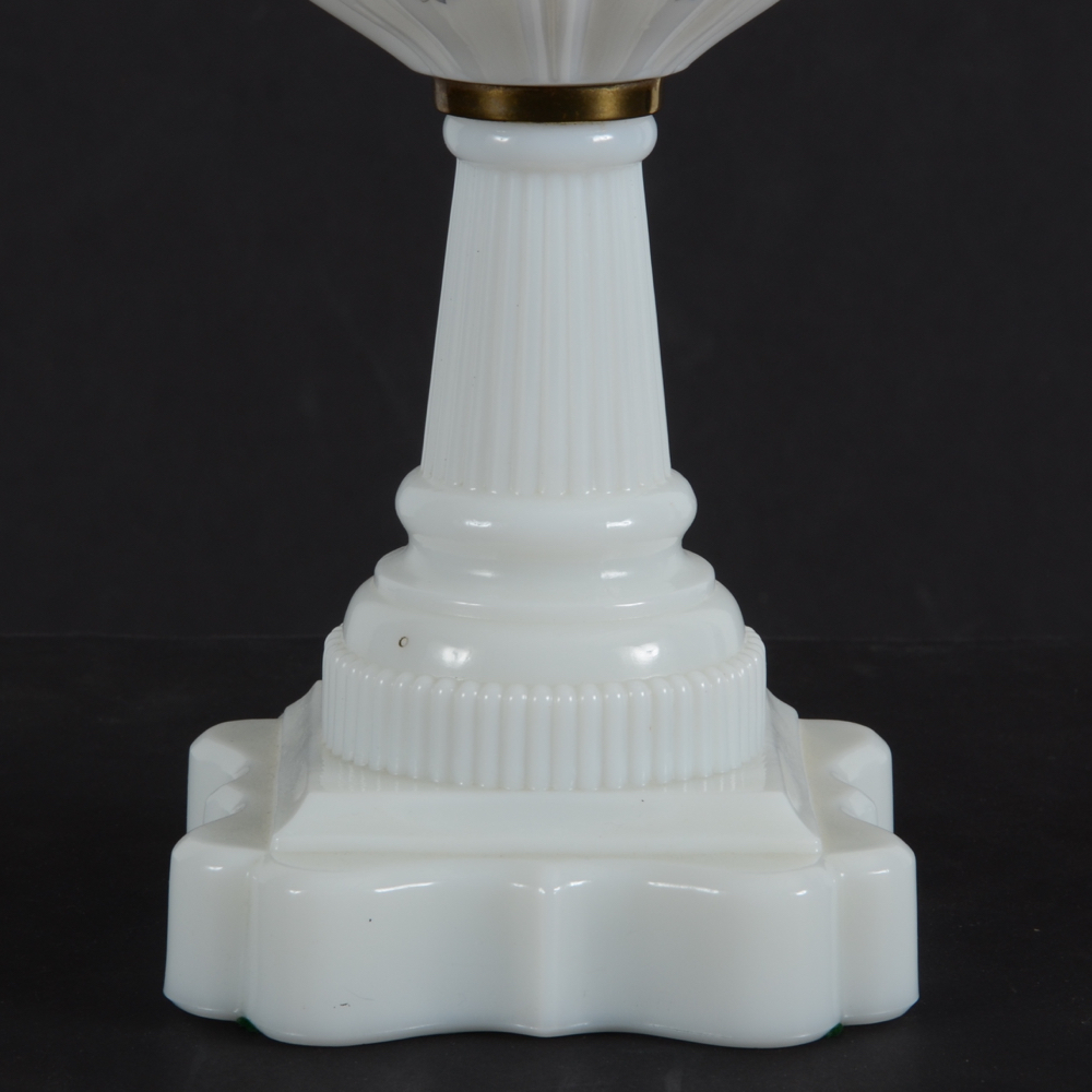 Vintage Milk Glass Converted Electric Oil Lamp