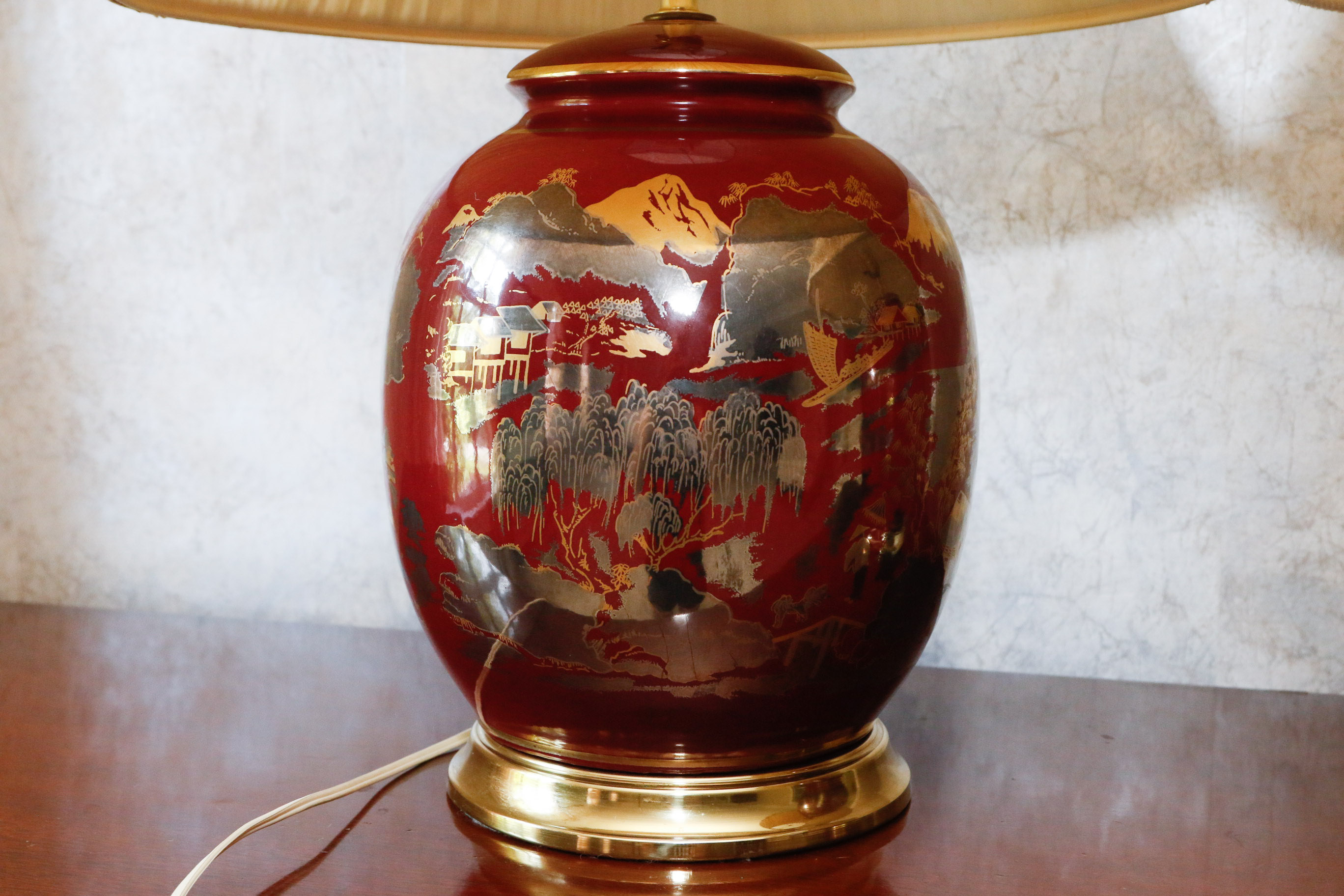 Pair of Chinese Style Hand Painted Table Lamps