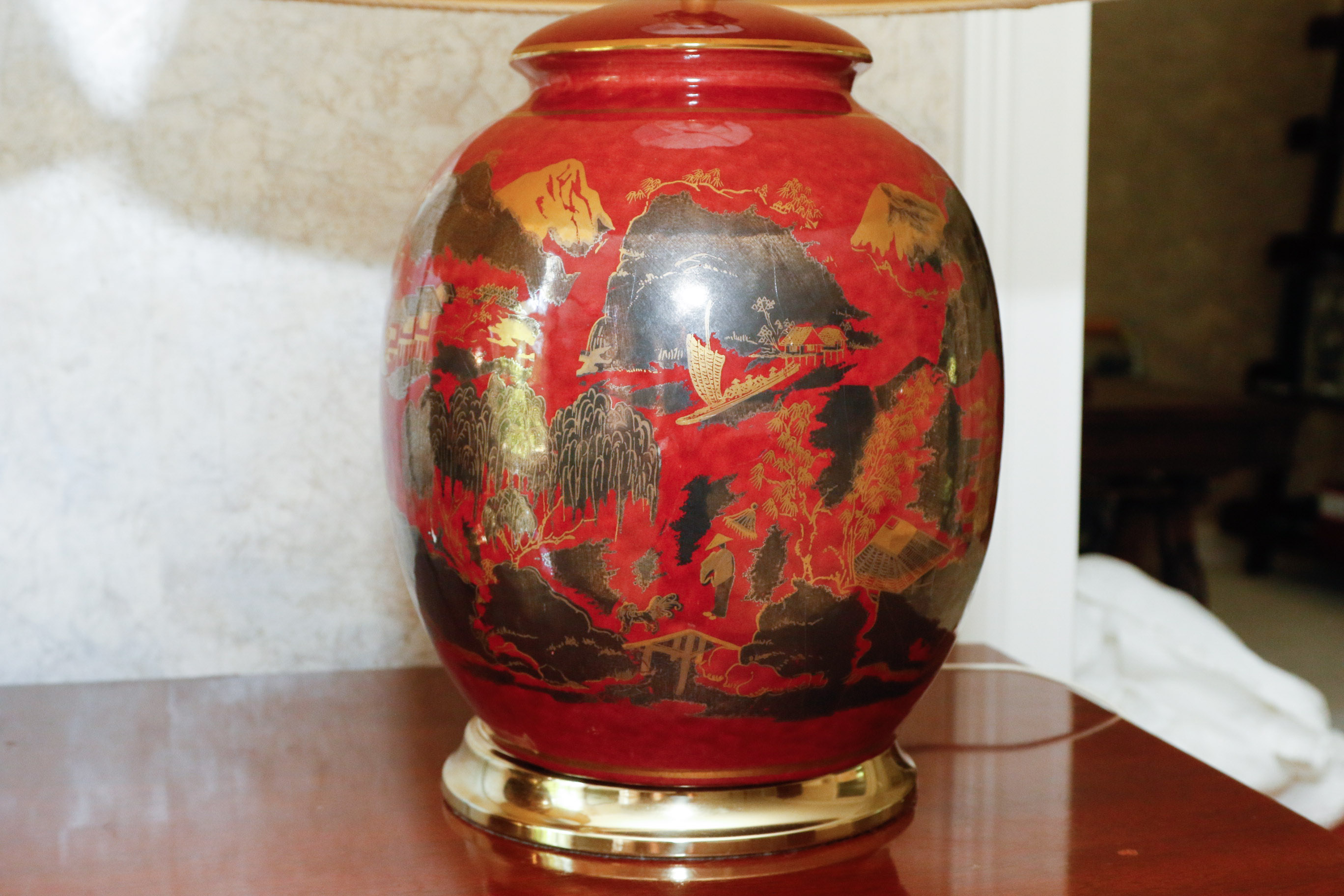 Pair of Chinese Style Hand Painted Table Lamps