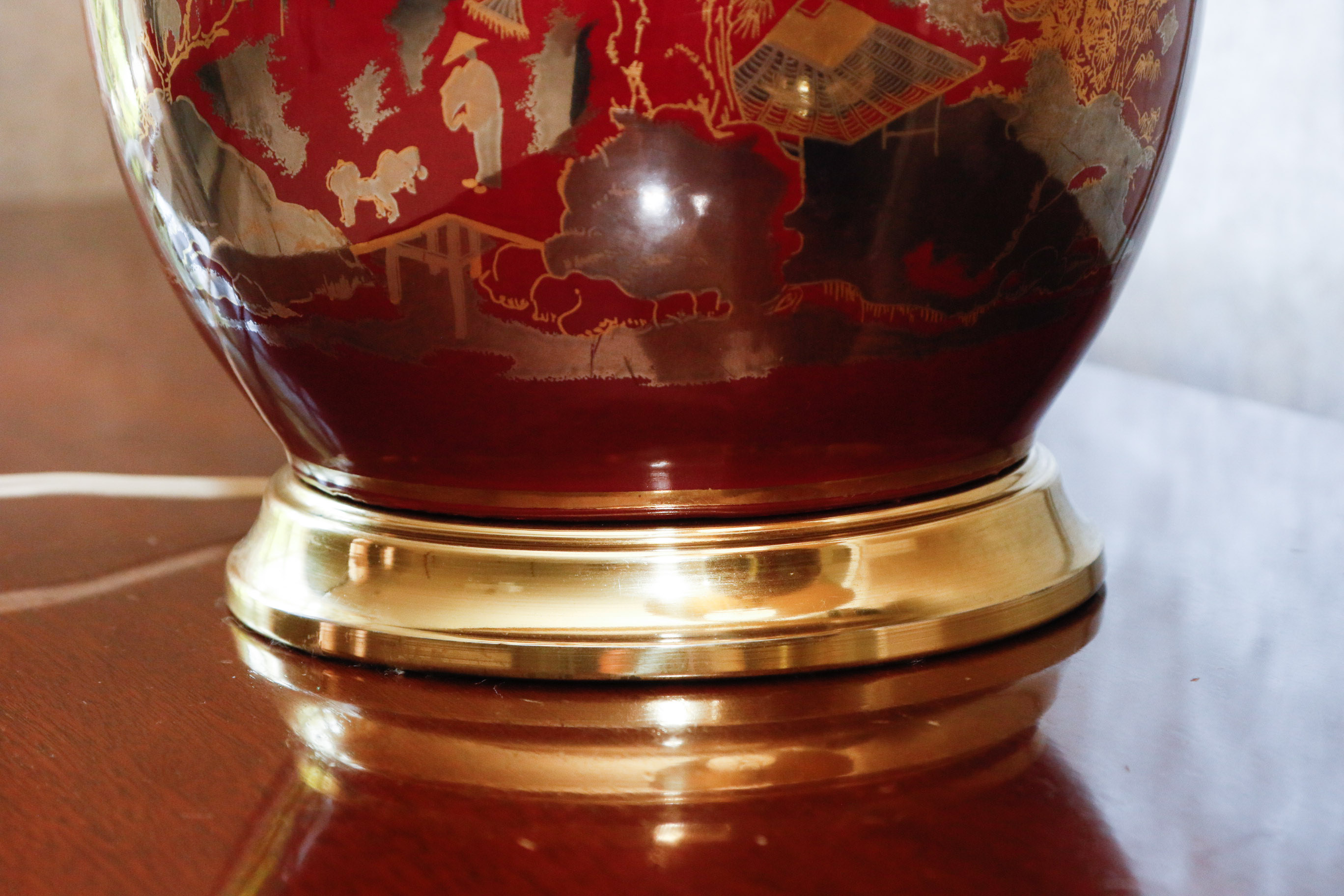 Pair of Chinese Style Hand Painted Table Lamps