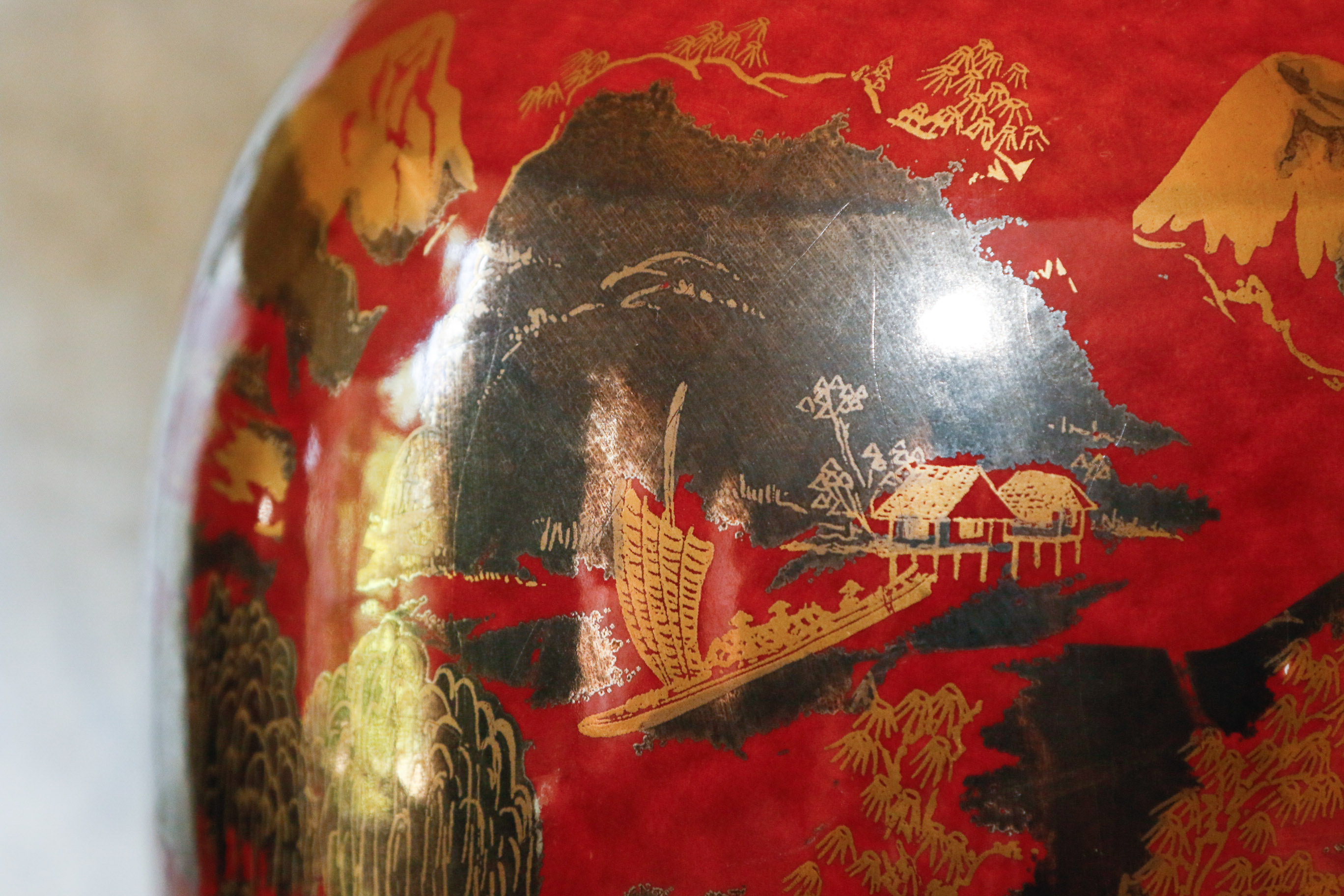Pair of Chinese Style Hand Painted Table Lamps