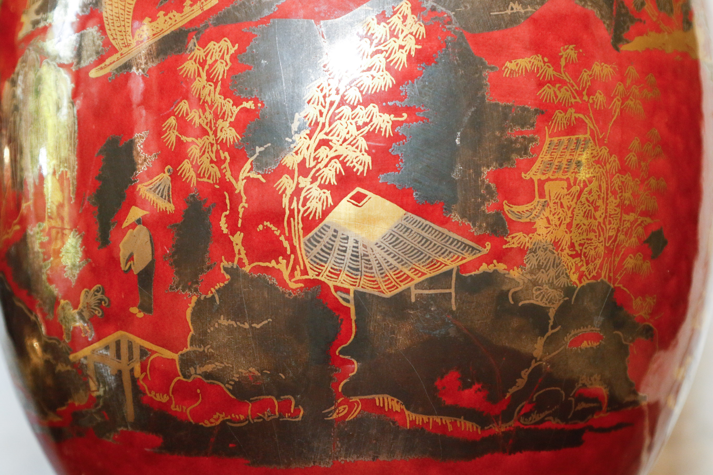 Pair of Chinese Style Hand Painted Table Lamps