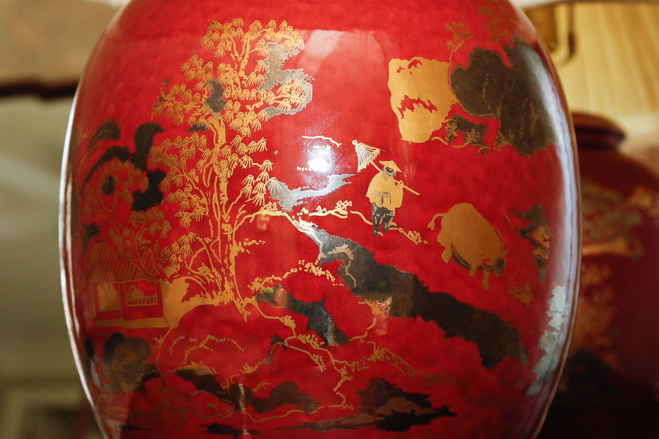Pair of Chinese Style Hand Painted Table Lamps