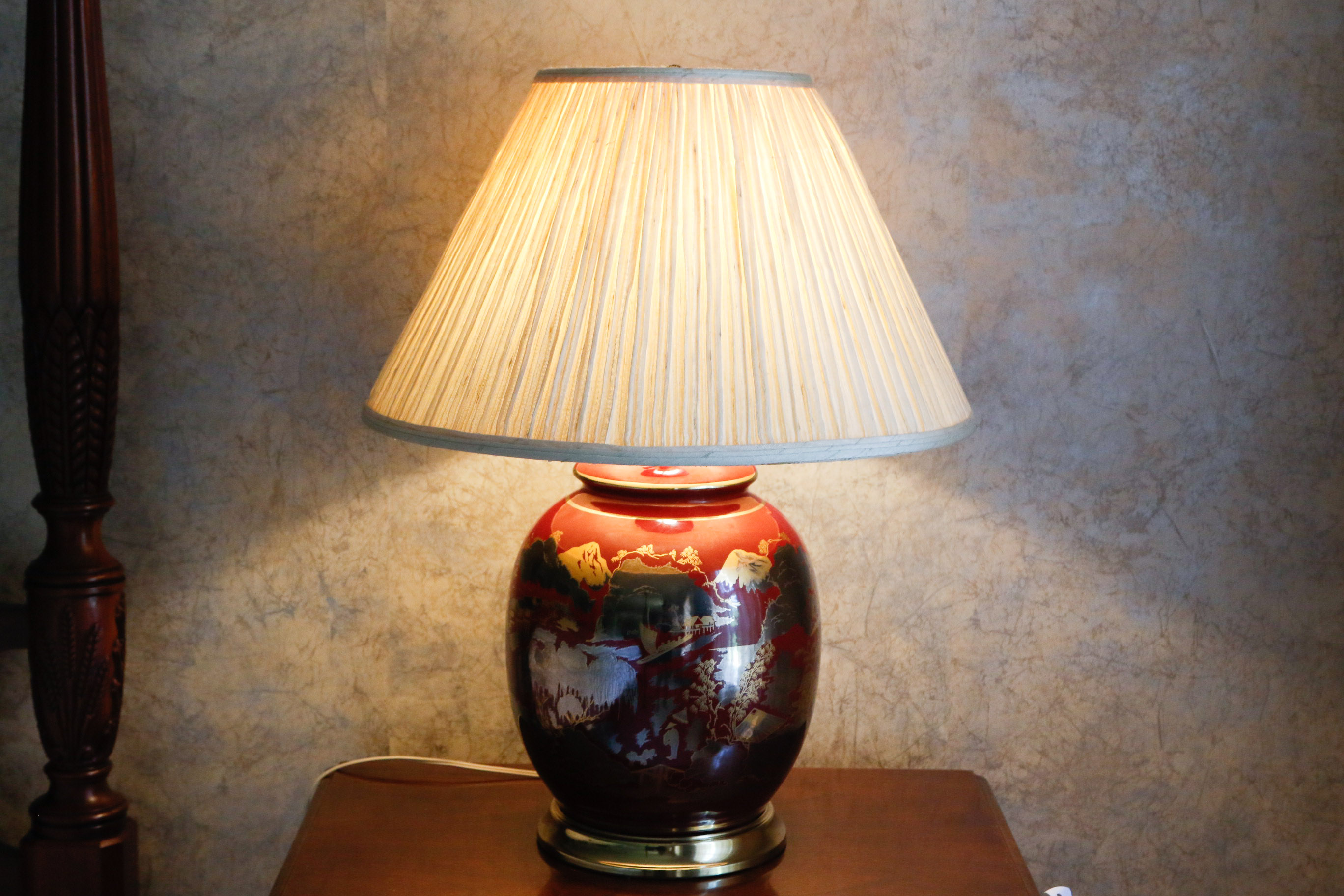 Pair of Chinese Style Hand Painted Table Lamps