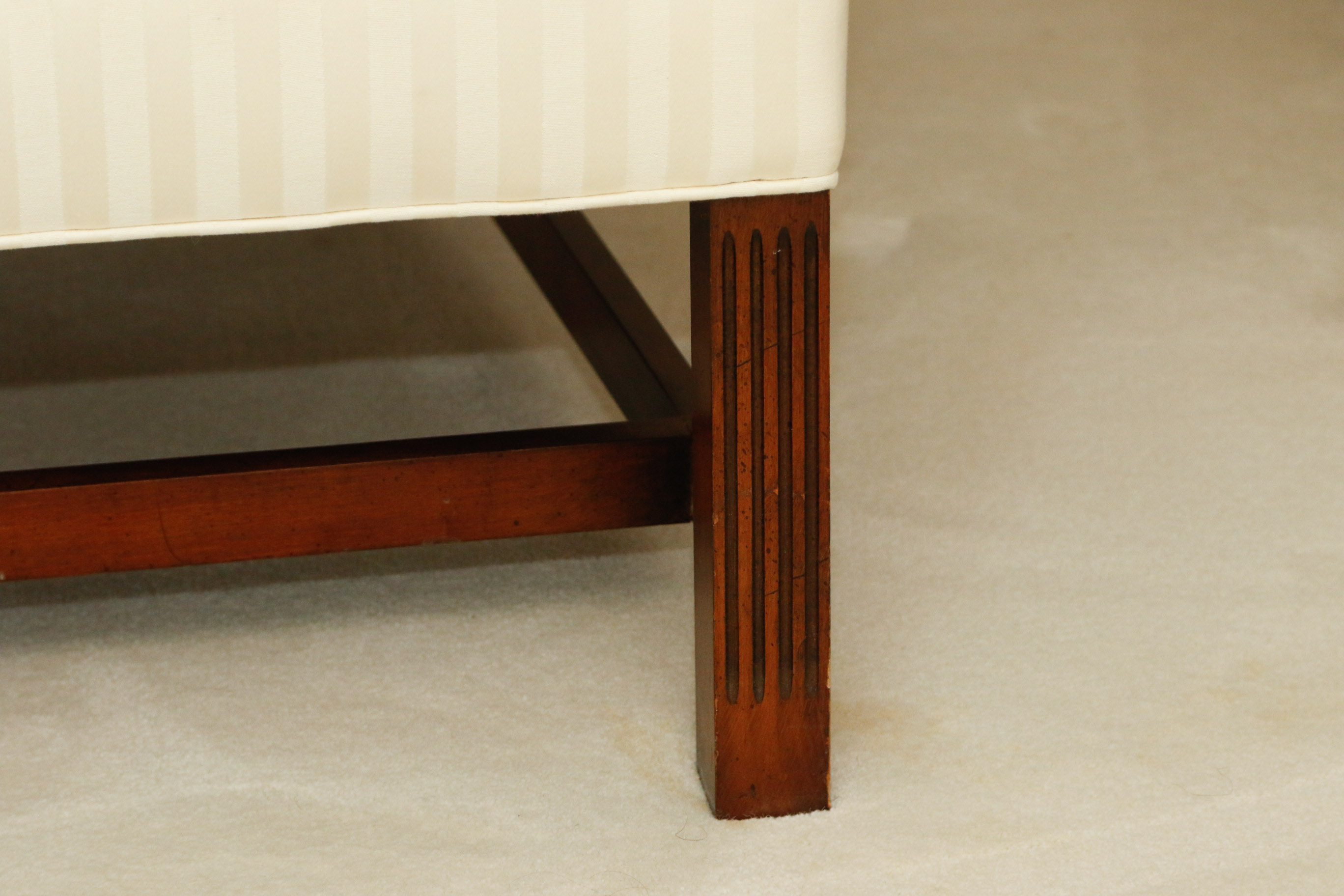 Vintage Henredon Ivory Stripe Brocade Wingback Parlor Chair