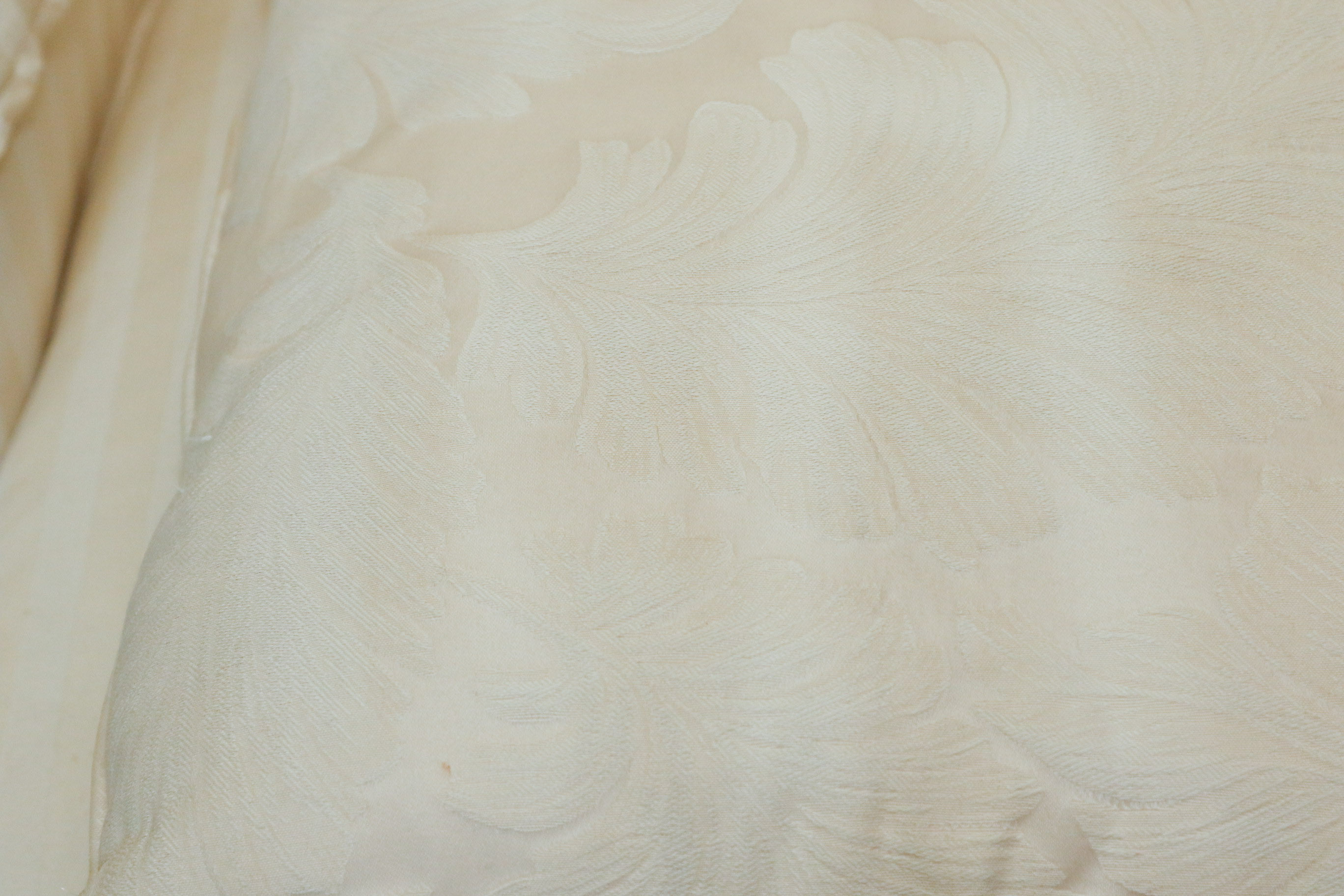 Vintage Henredon Ivory Stripe Brocade Wingback Parlor Chair