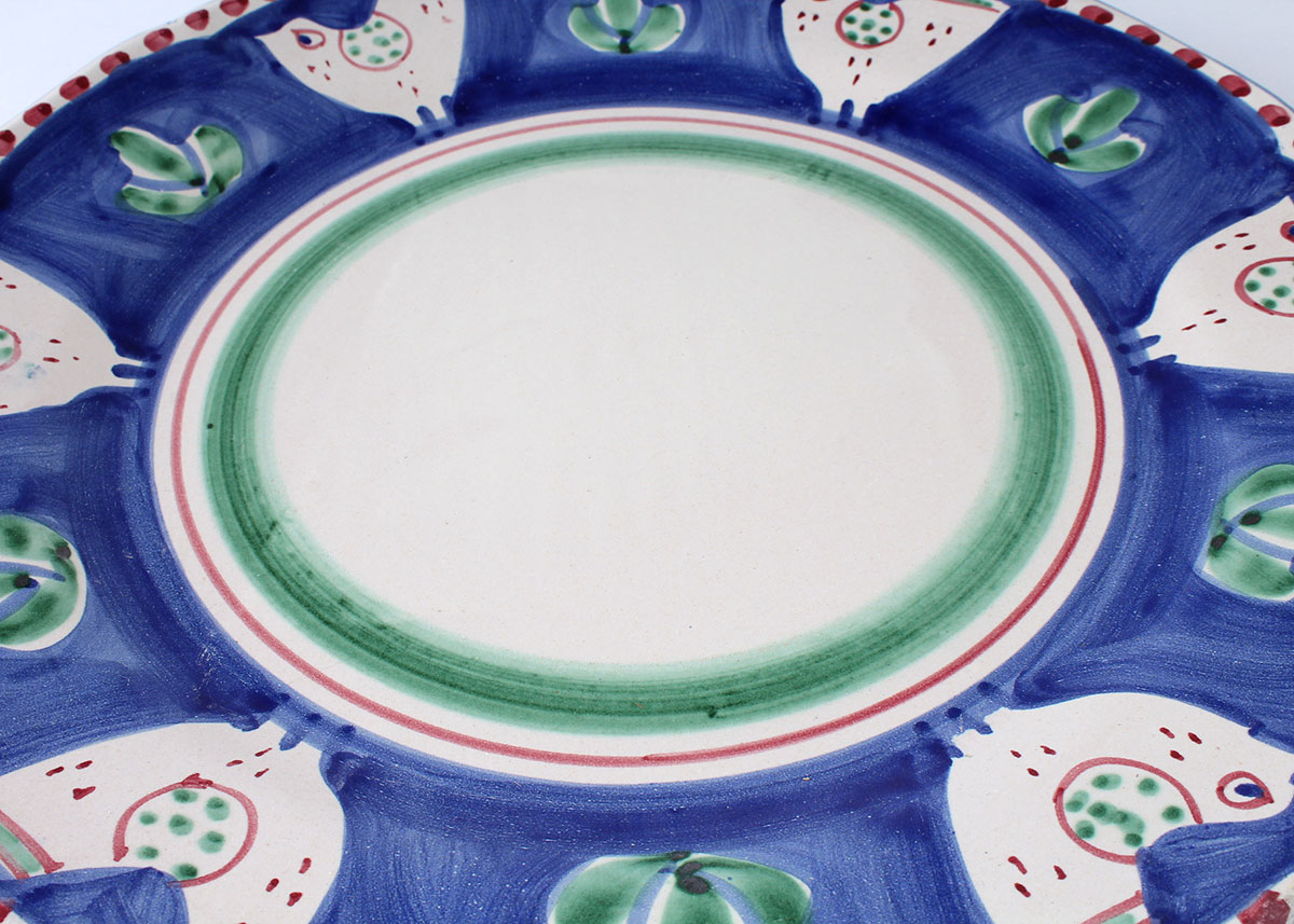 Solimene Vietri "Blue Campagna Chicken" Italian Bowl and Platter