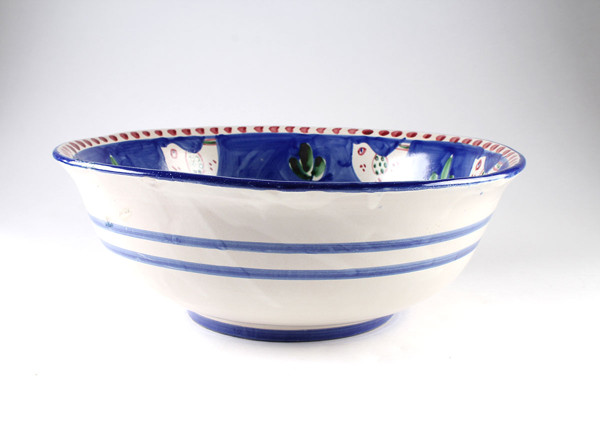 Solimene Vietri "Blue Campagna Chicken" Italian Bowl and Platter