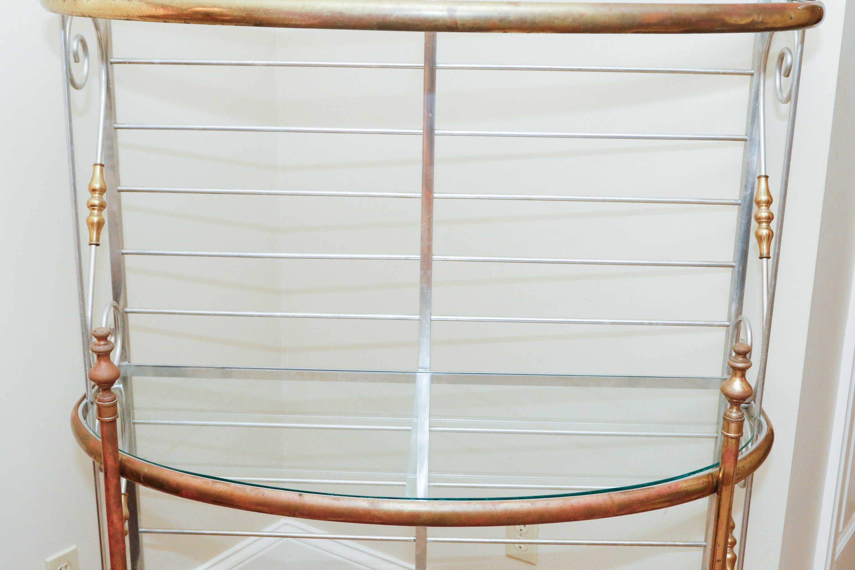 Steel, Brass and Glass Etagere