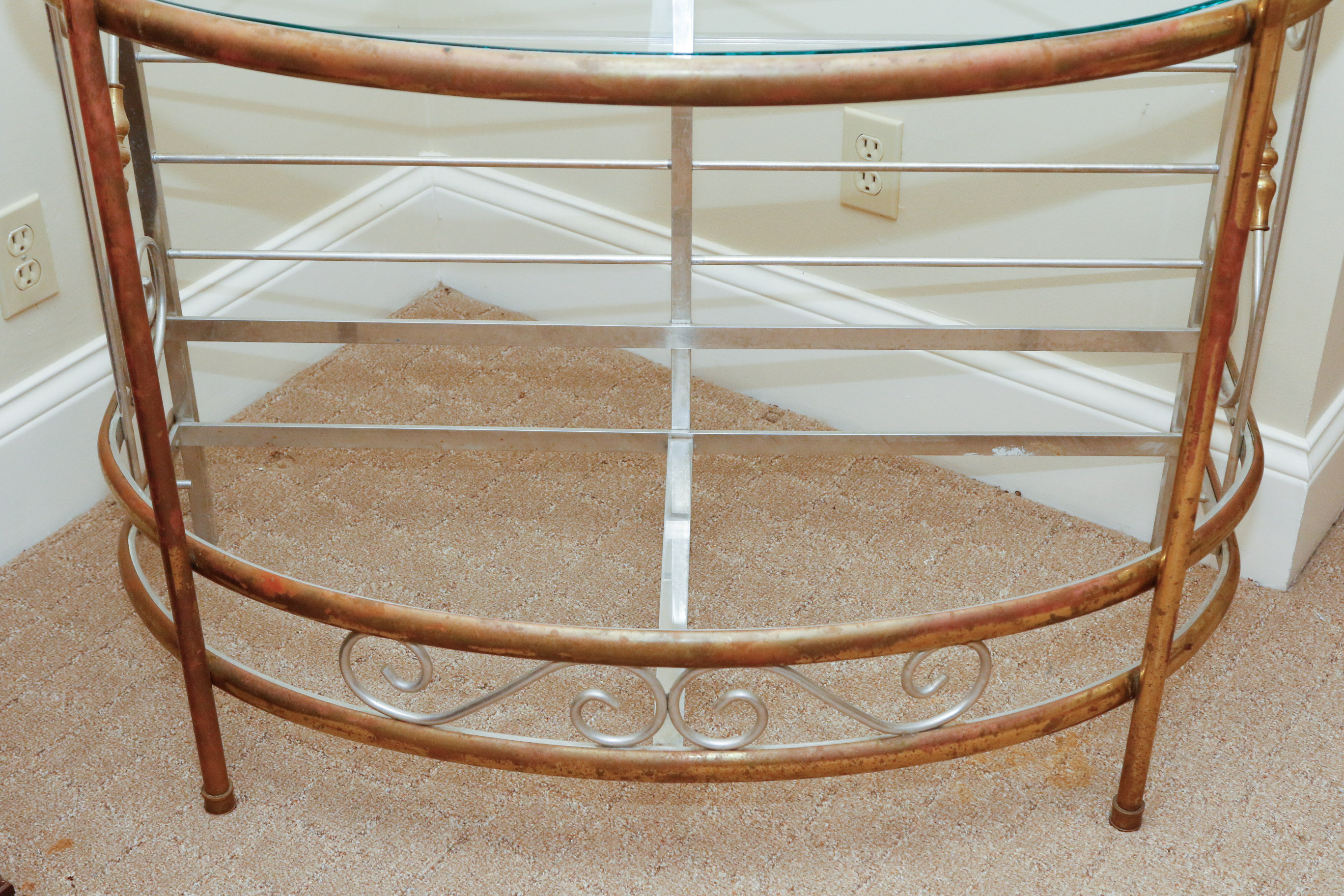 Steel, Brass and Glass Etagere